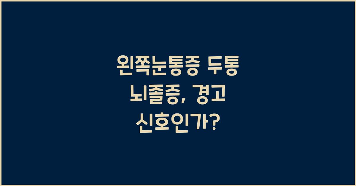 왼쪽눈통증 두통 뇌졸증