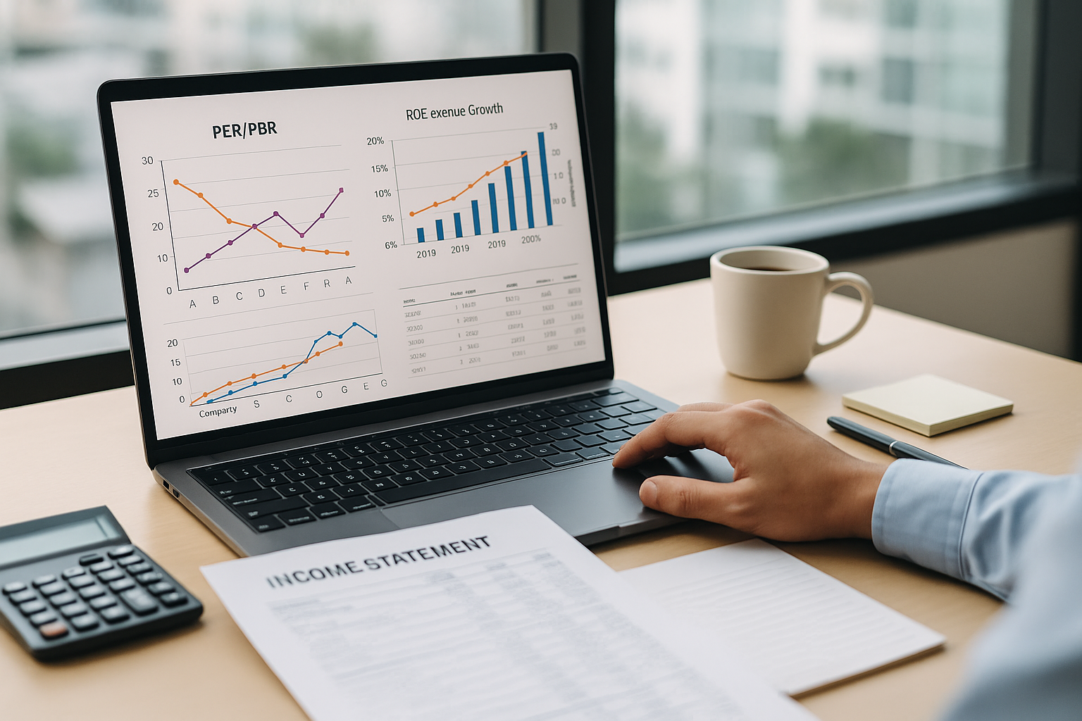 재무지표 분석중인 투자자