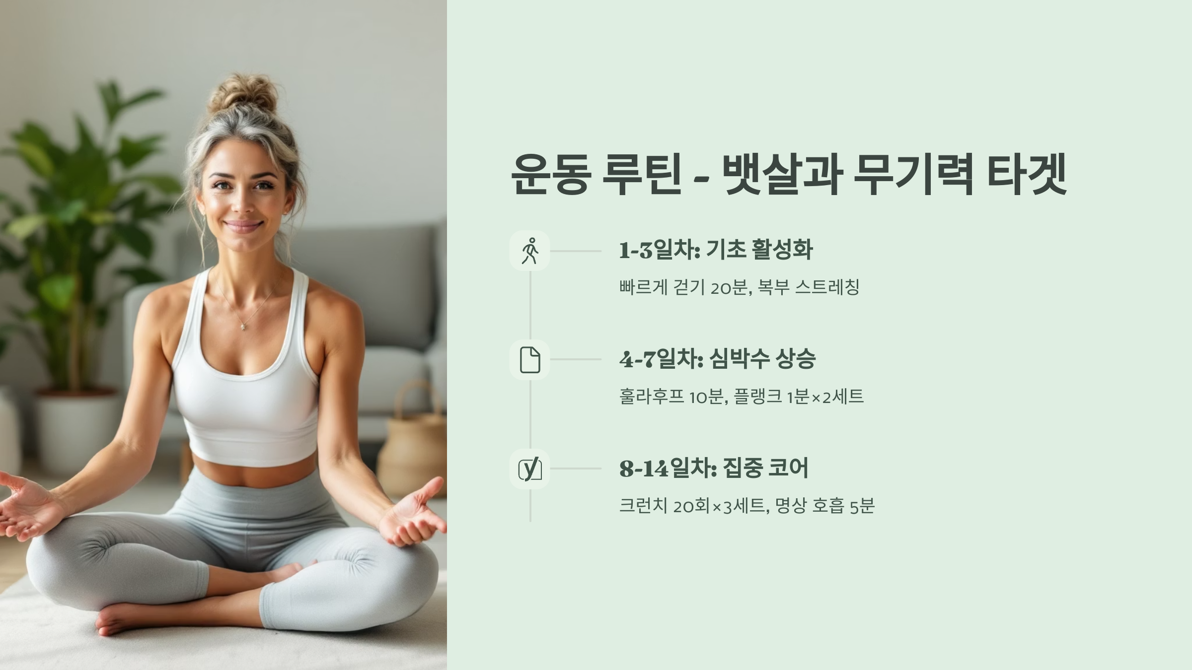 운동 루틴- 뱃살과 무기력 타겟