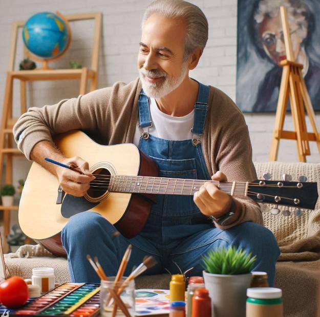 은퇴 후 우울증 극복을 위해 취미활동을 하는 남성