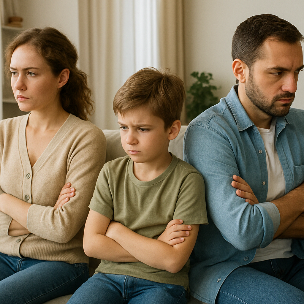 영화 타인의 집에서 가족의 갈등을 보이고 있음