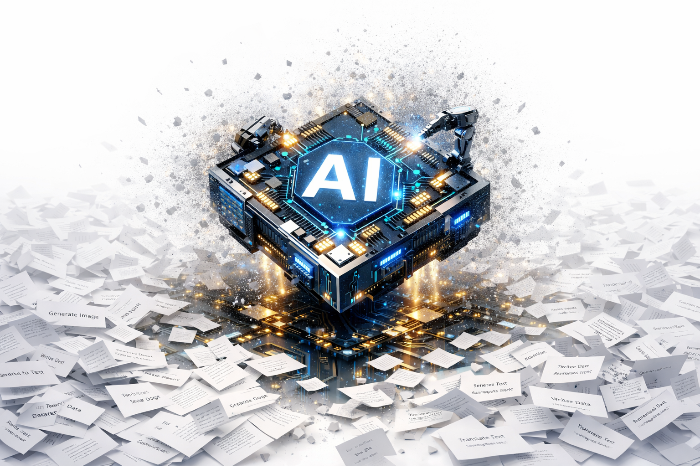 수동 명령어 시대가 가고 AI 스스로 최적화하는 시대로의 전환을 상징하는 이미지