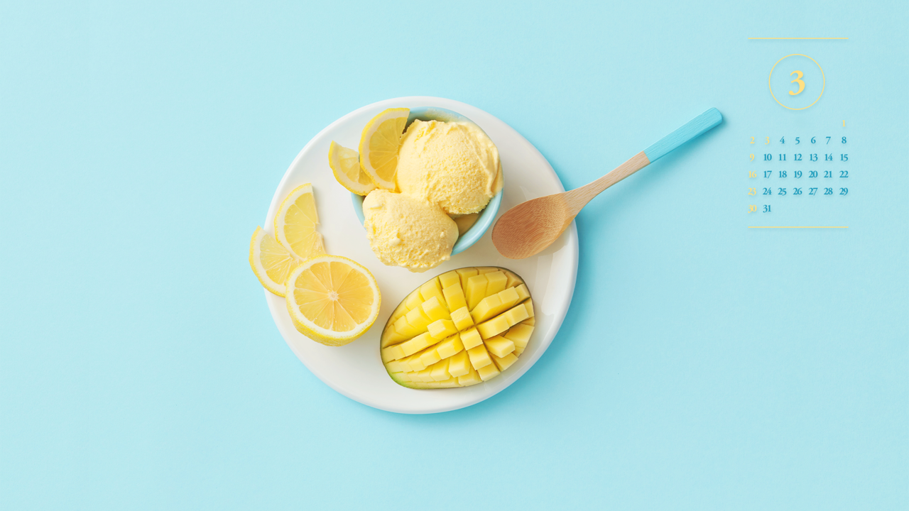 12 망고 아이스크림 A - 2025년3월 노트북배경화면