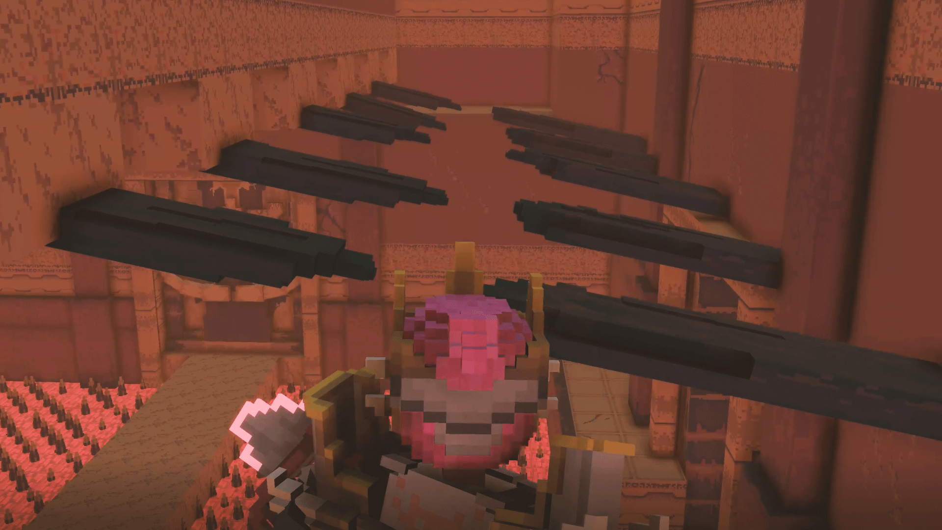 잘못 밟으면 무너지는 나무 발판들이 늘어서있다.