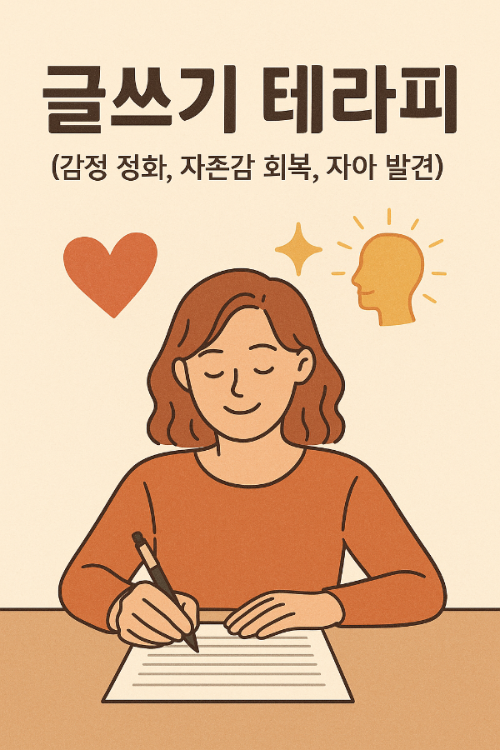 노트에 감정을 쓰고 있는 그림