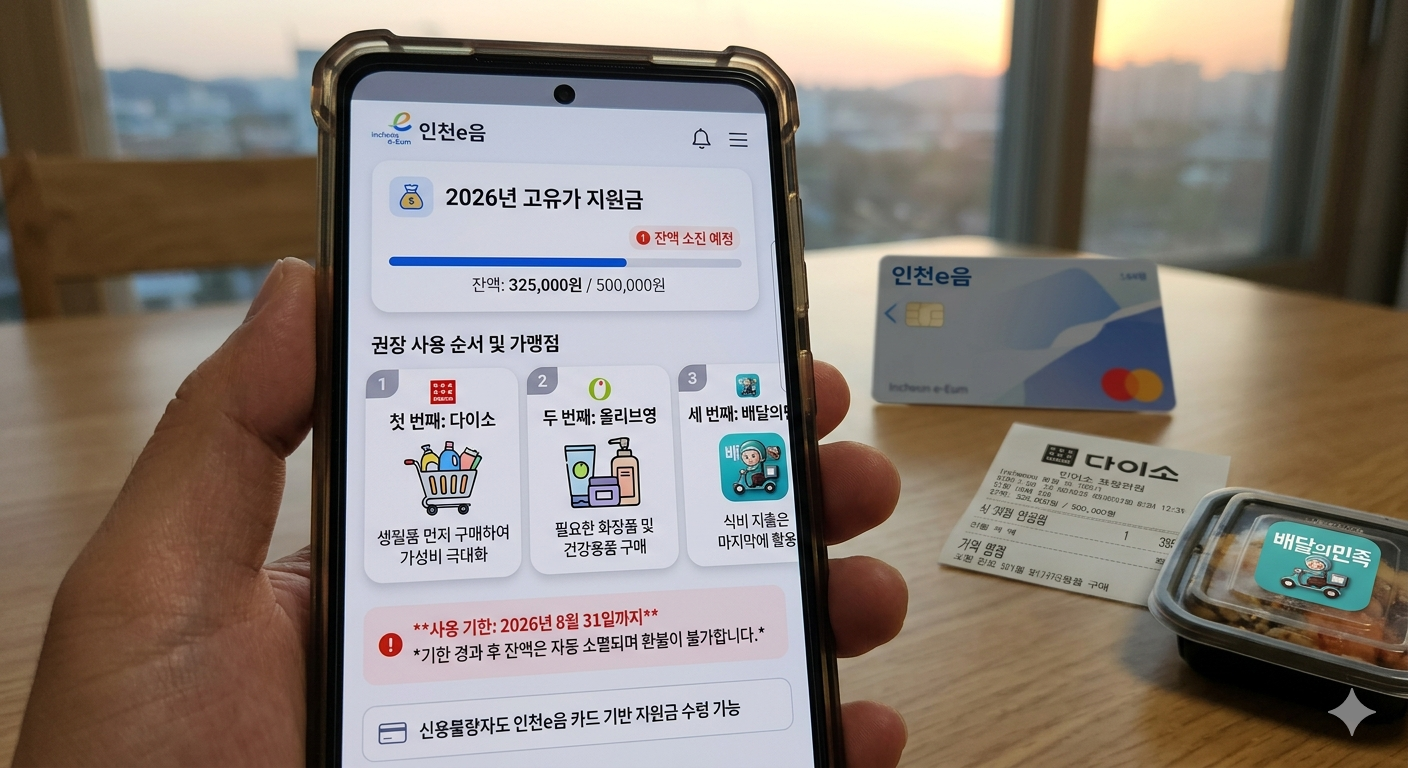2026년 고유가 지원금 인천 e음 사용기한 - 2026년 8월 31일까지