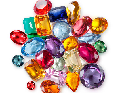여러가지 유색 보석 사진