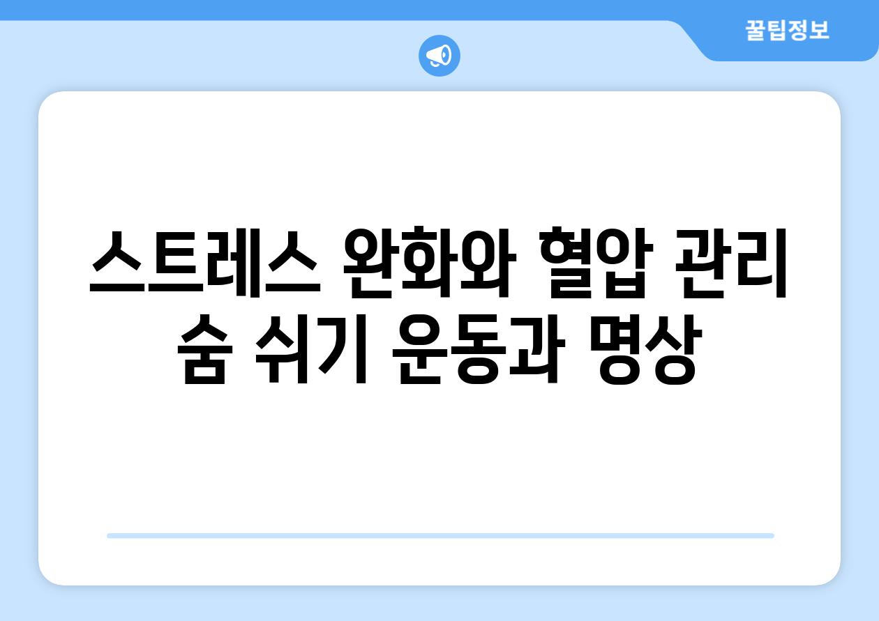 스트레스 완화와 혈압 관리 숨 쉬기 운동과 명상