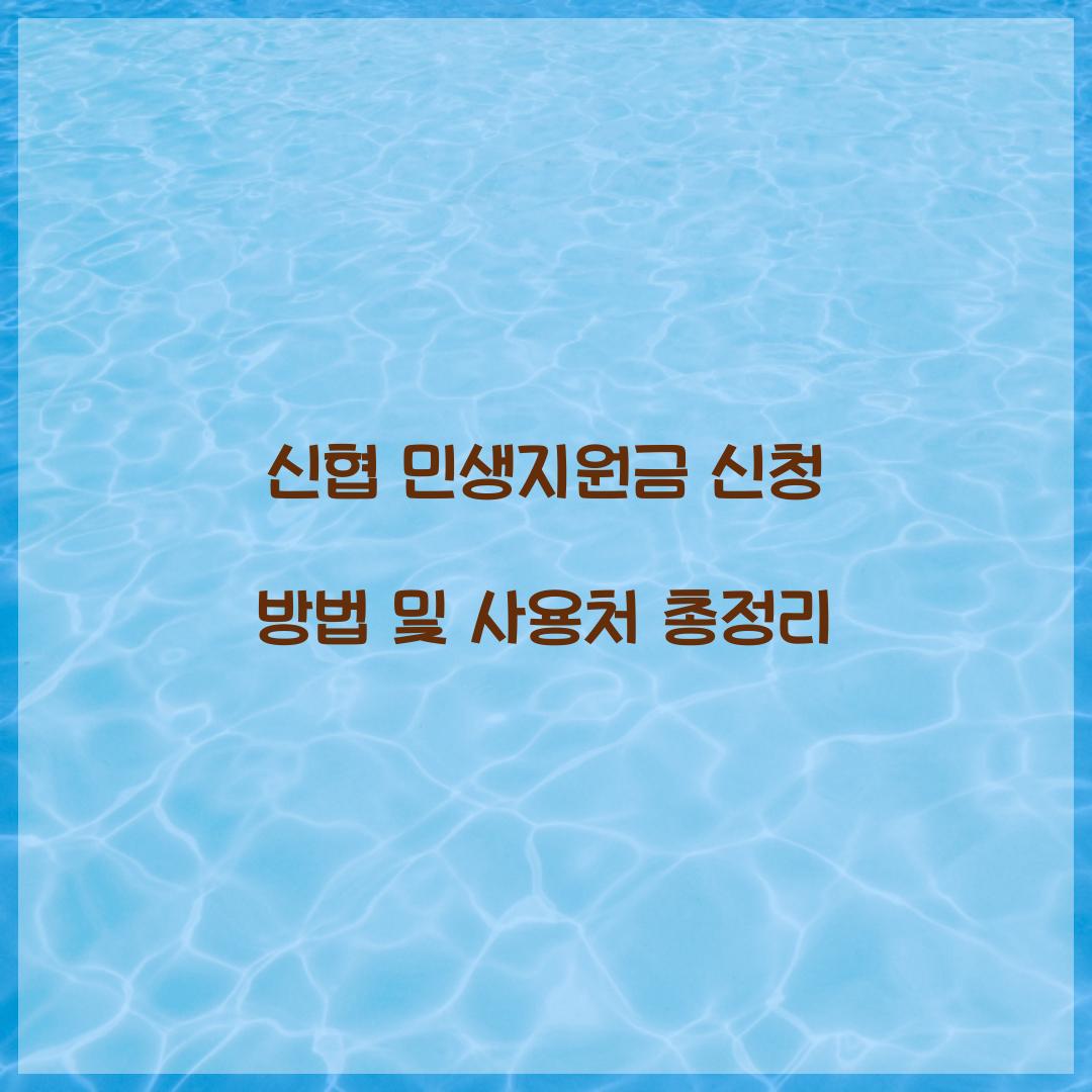 신협 민생지원금 신청