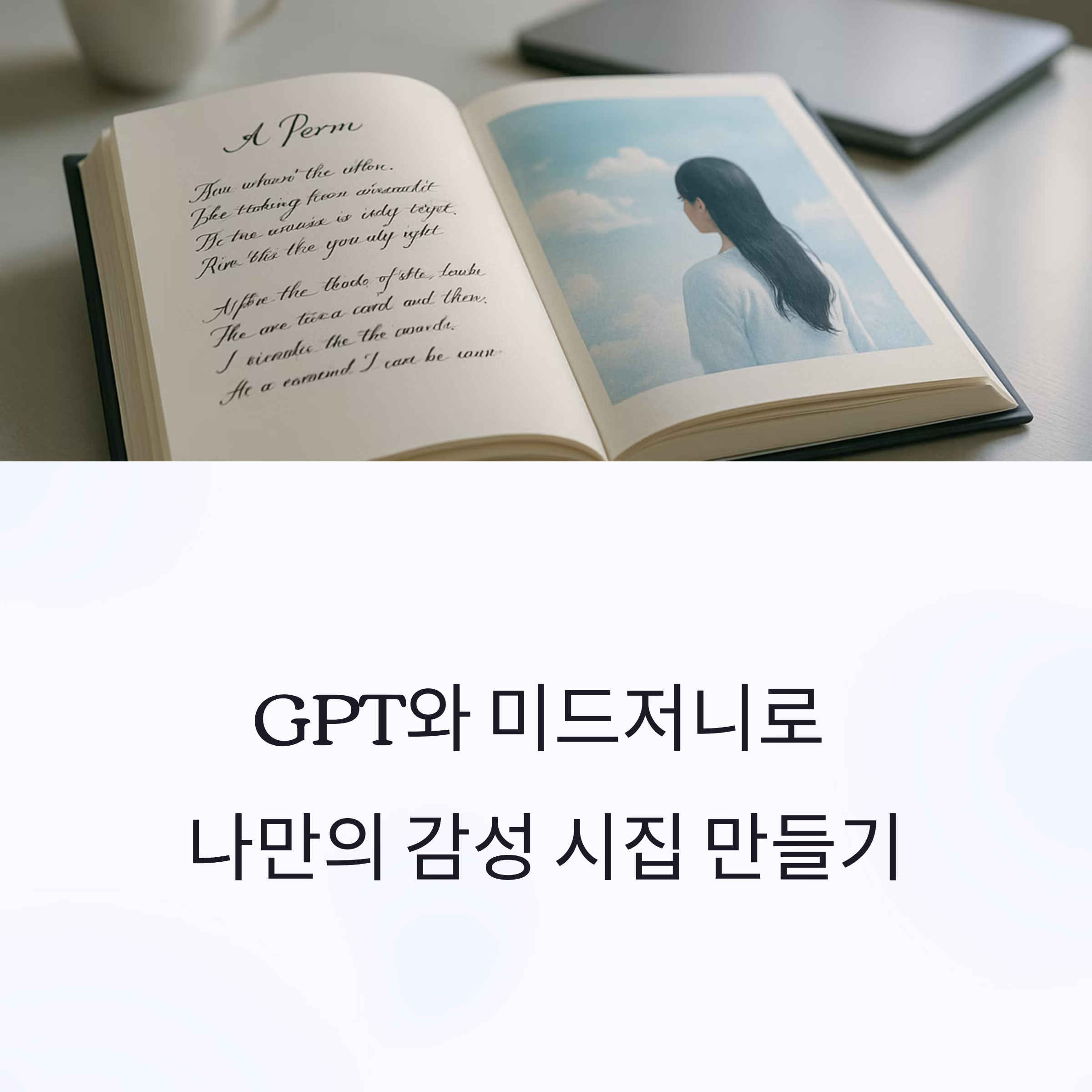 GPT와 미드저니로 감성 시집을 직접 만들어보세요. 시 한 편과 이미지 한 장이 만나 탄생하는 나만의 감성 책, 제작 방법을 소개합니다.