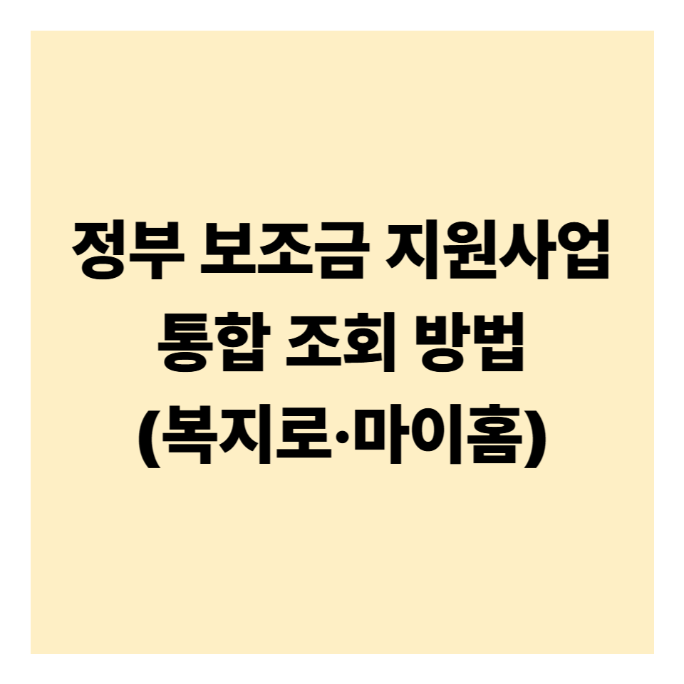 정부 보조금 지원사업 통합 조회 방법