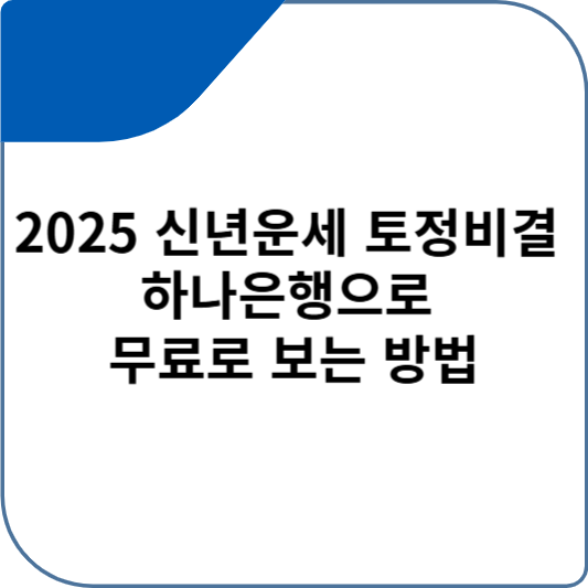 2025 신년운세 토정비결 하나은행으로 무료로 보는 방법