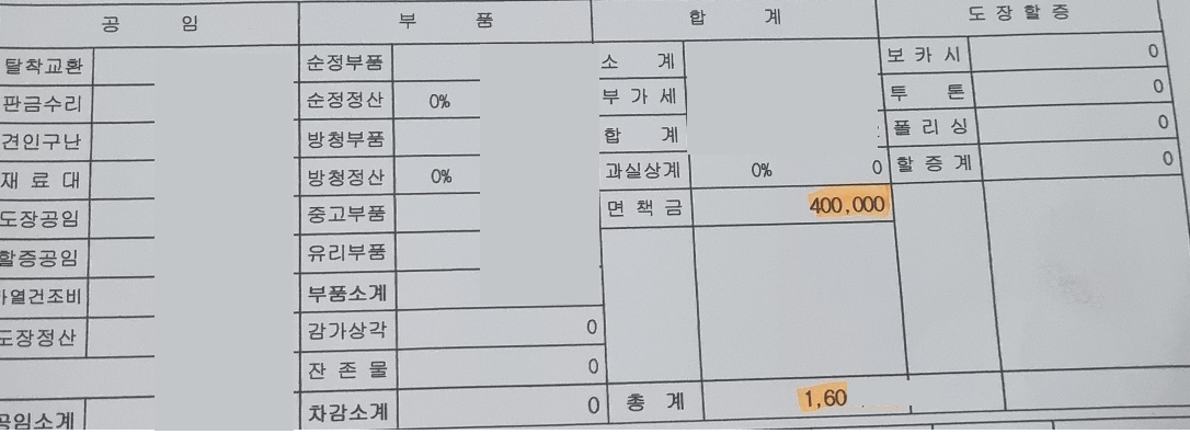 자차보험-면책금-할증-수리비-실제후기