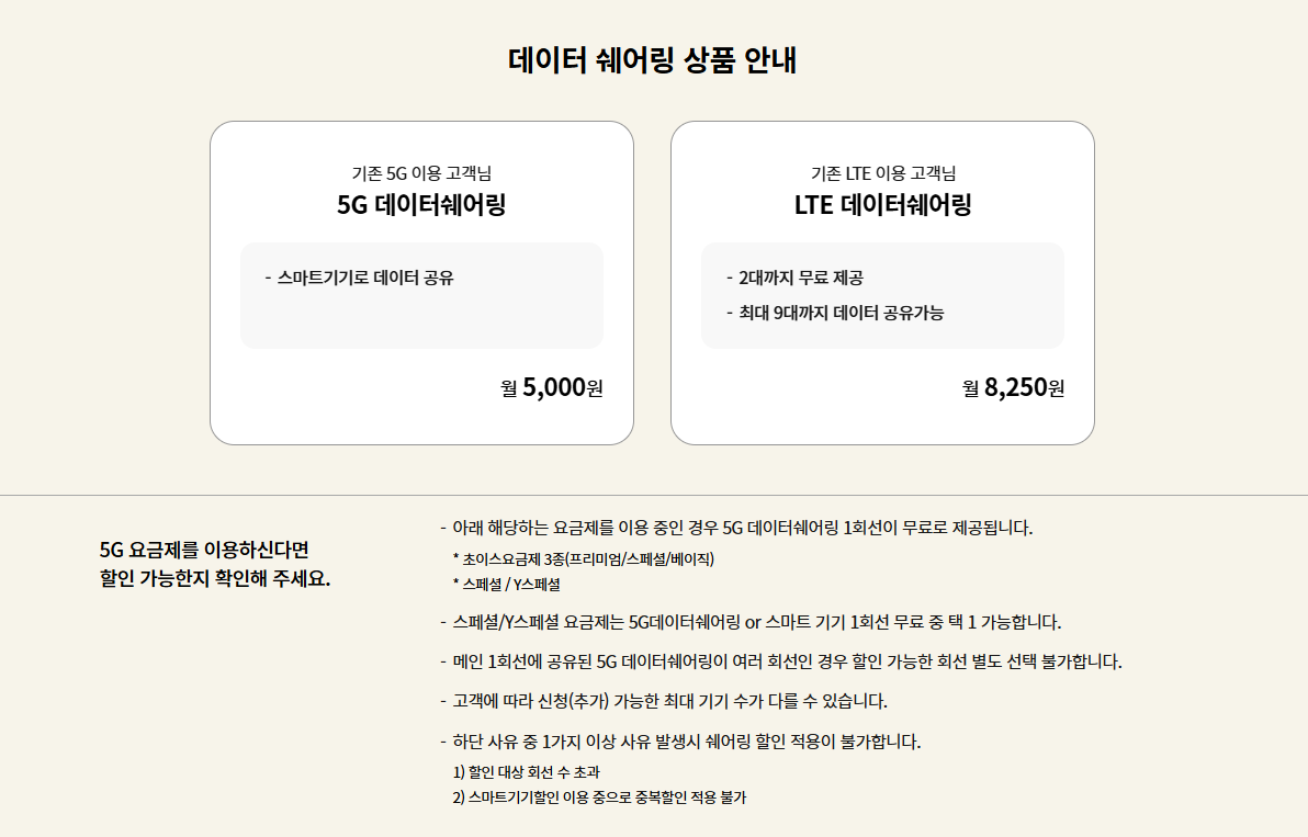 <KT 데이터 쉐어링 요금 확인하기>