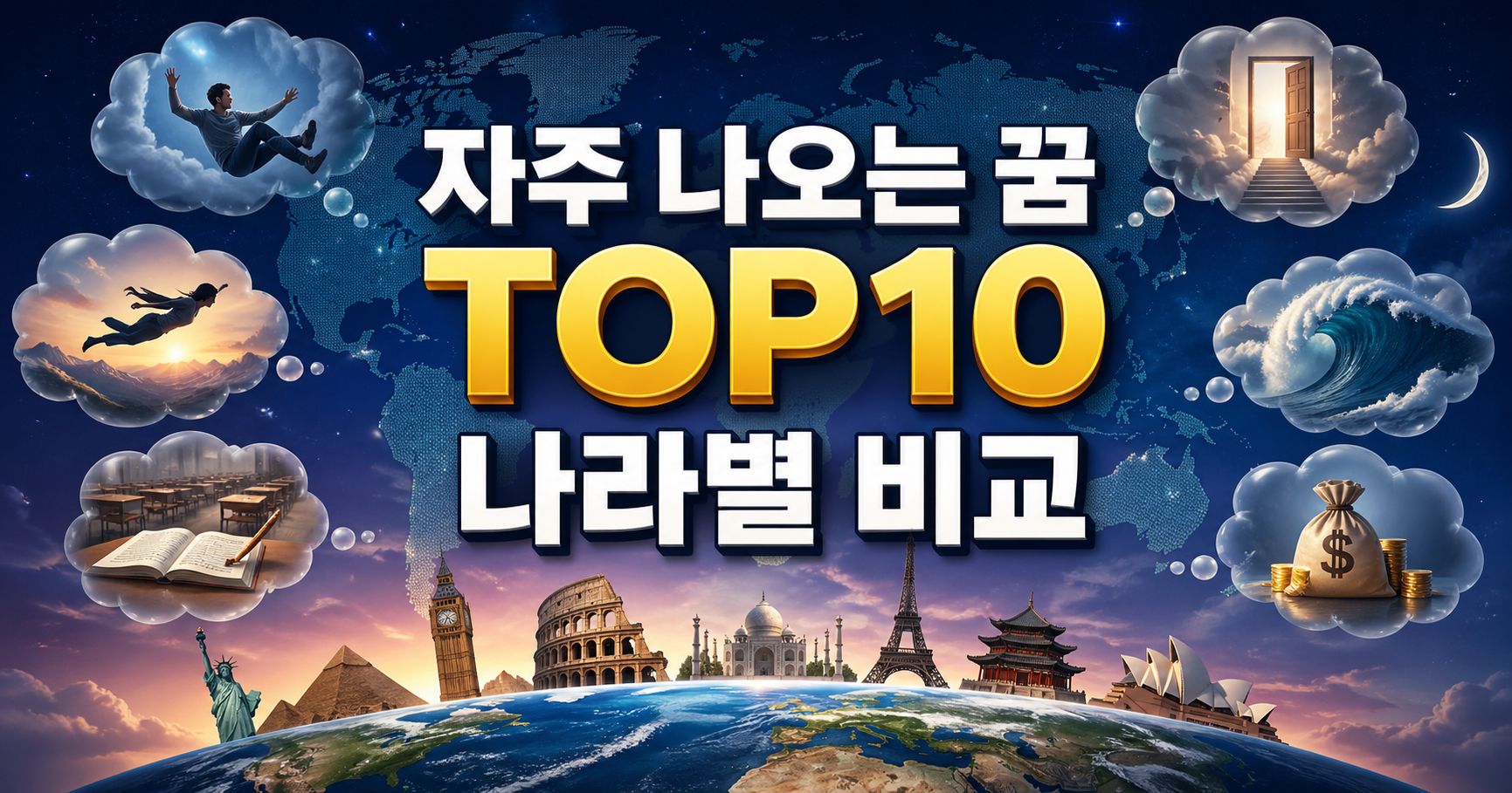 자주 나오는 꿈 TOP10 나라별 비교