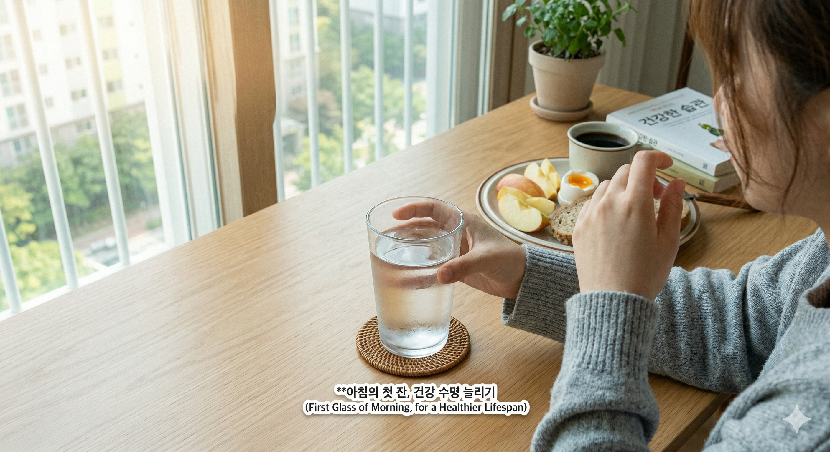아침에 물한잔 마시는 이미지
