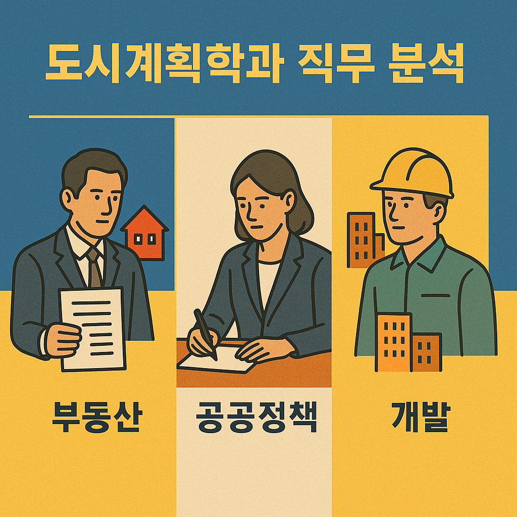 도시계획학과 직무 분석: 부동산, 공공정책, 개발 일러스트