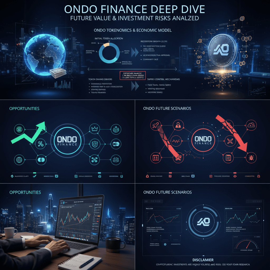 온도 파이낸스 투자 심층 분석 인포그래픽: 토크노믹스, 기회 및 위험 시나리오 차트