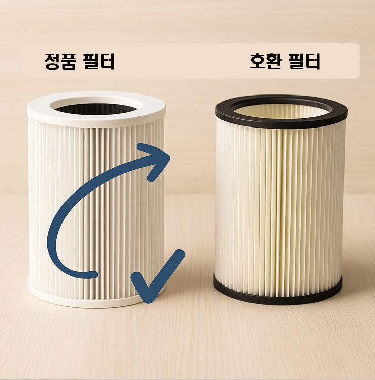 삼성 블루스카이 5500의 정품 필터와 호환 필터 비교