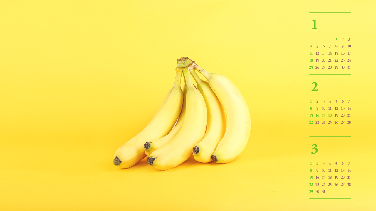 01 바나나 B - 2026년2월 달력배경화면
