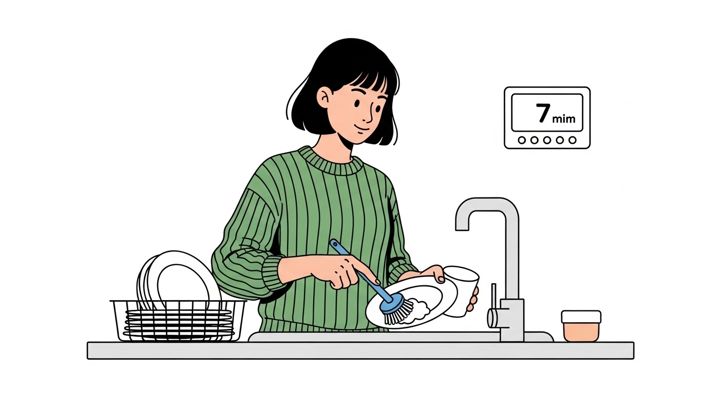 식기세척기 없는 자취방, 미루는 습관을 없애는 설거지 루틴과 시간 관리법