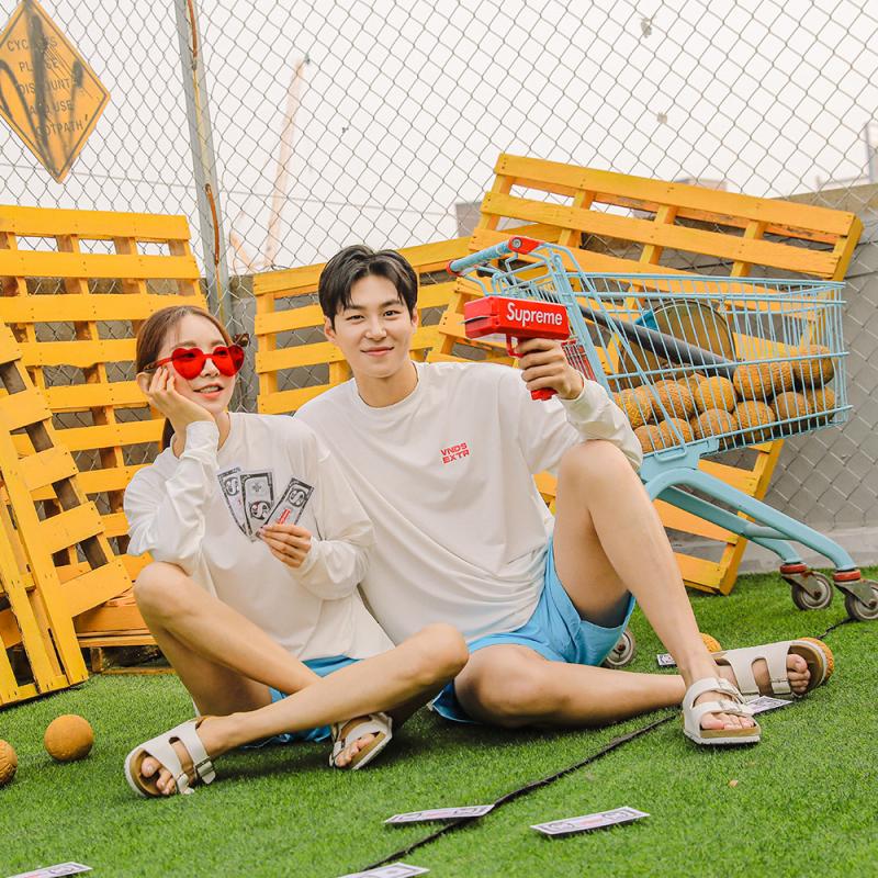 벤디스 제이드 커플 긴팔 베이직 오버핏 래쉬가드 남녀공용 CT008