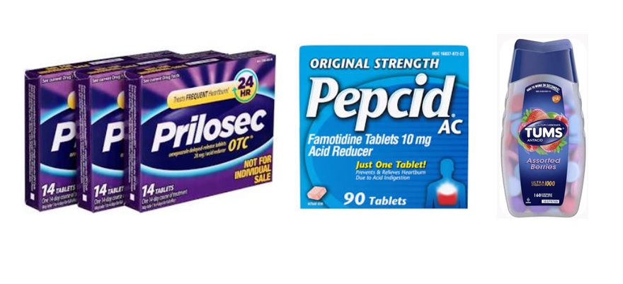 미국 역류성 식도염과 속쓰림에 사용하는 OTC 약 Prilosec, Pepcid, Tums 3종 비교