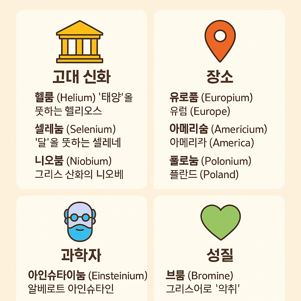 원소의 이름은 어떻게 지어졌을까? 고대 신화부터 과학자 이름까지!