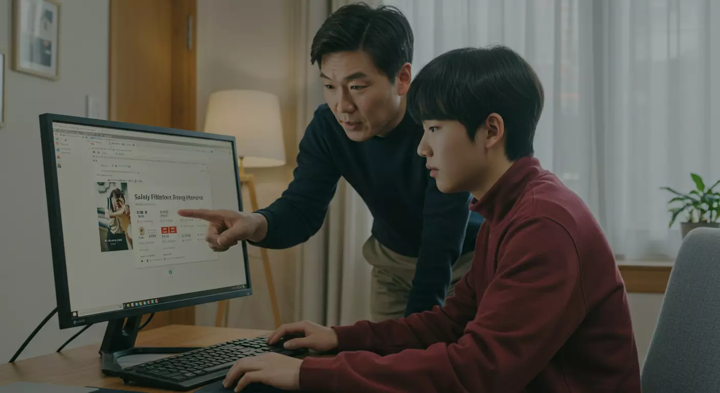 음란물 차단 프로그램 설치 하는 장면