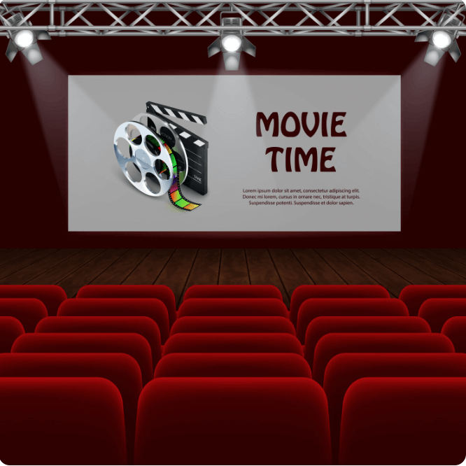 영화관 실내 모습과 스크린
