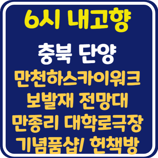 6시 내고향 단양 관광지 만천하스카이워크, 보발재 전망대, 만종리 대학로극장, 기념품가게, 헌책방 정보 안내
