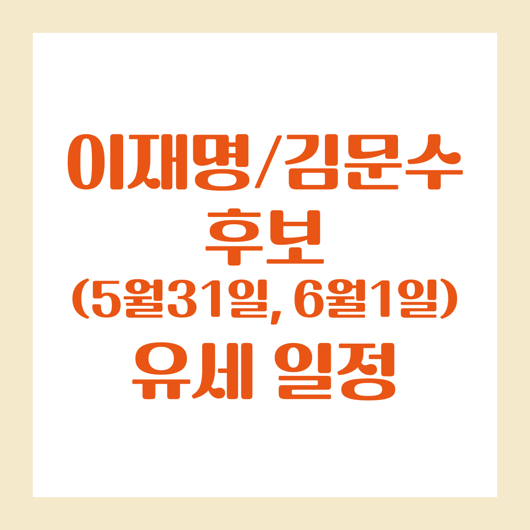 이재명/김문수 후보 주말(5월31일, 6월1일) 유세 일정