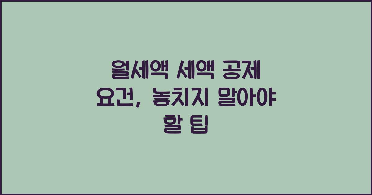 월세액 세액 공제 요건