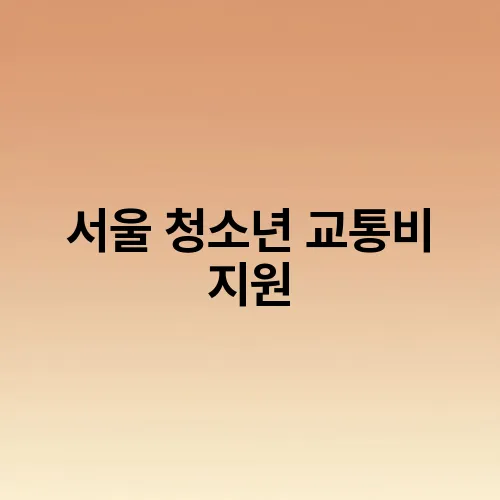 서울 청소년 교통비 지원