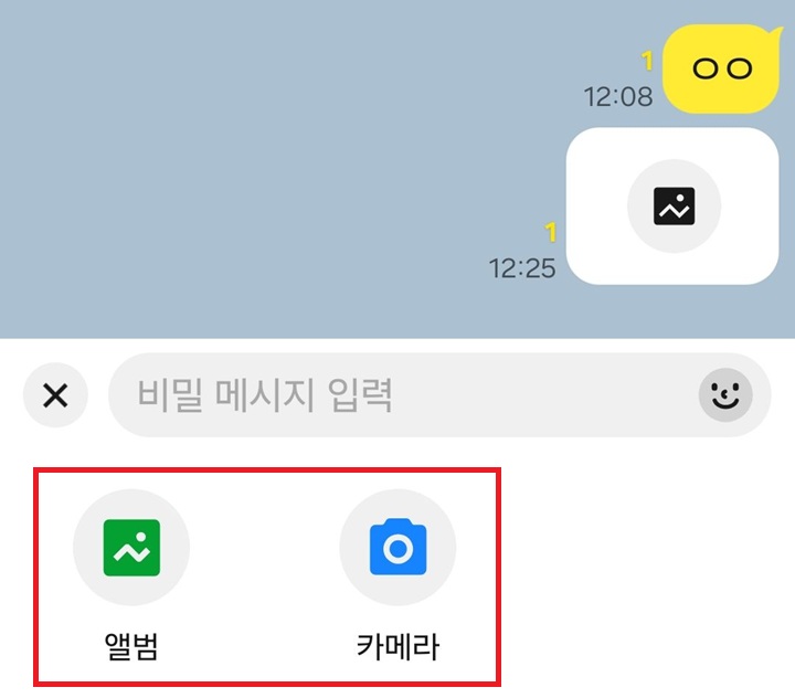 메뉴창에 앨범, 카메라 메뉴 보임
