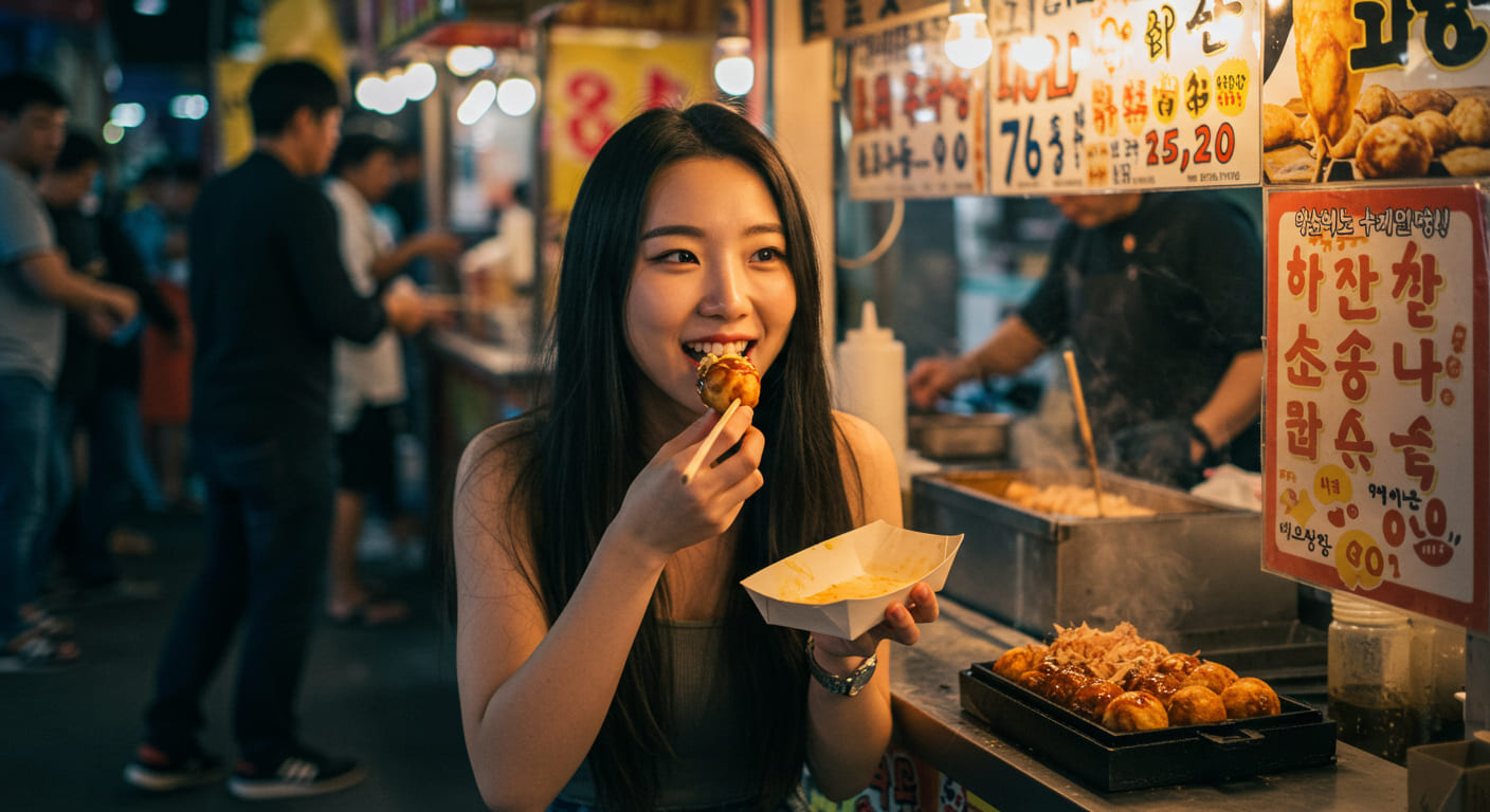 라멘 가게에서 국수를 후루룩 먹는 귀여운 한국인 남성