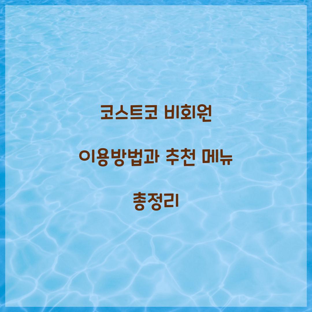 코스트코 비회원 이용방법