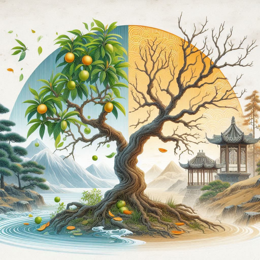 비파만취 오동조조(枇杷晩翠 梧桐早凋)