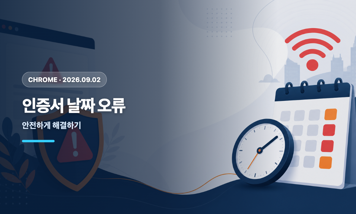 Chrome NET ERR CERT DATE INVALID 인증서 날짜 오류의 안전한 해결 순서를 나타낸 대표 이미지