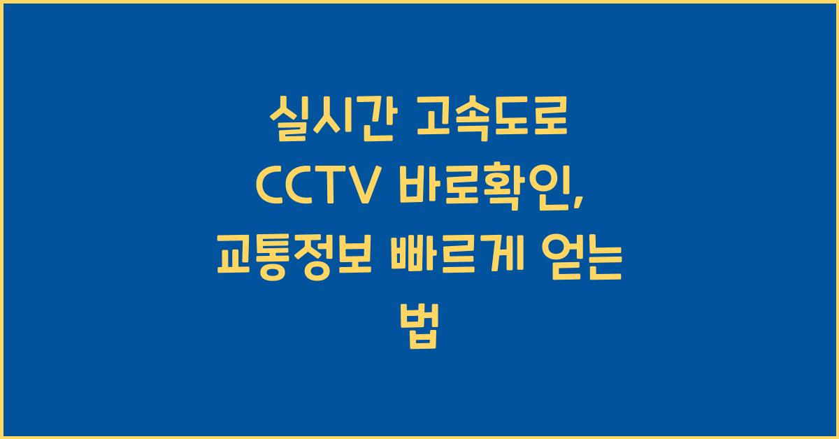 실시간 고속도로 cctv 바로확인
