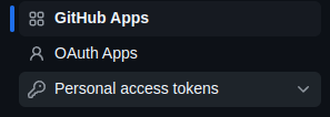 Personal access tokens 메뉴