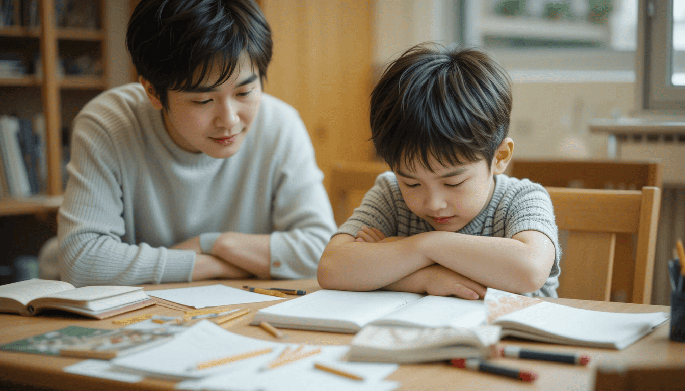 숙제 안 하려는 아이 관련 사진