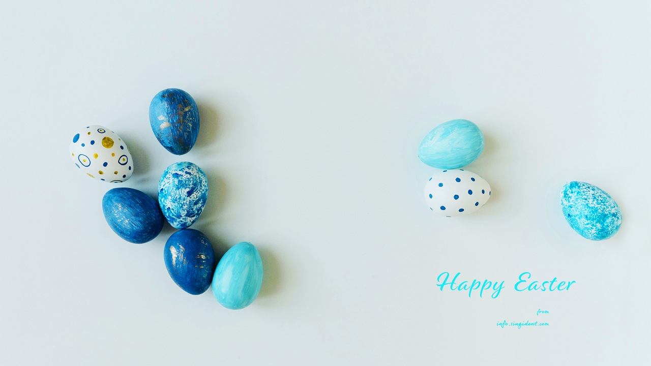 10 파란색 계란 흰색배경 C - Happy Easter 부활절계란배경화면
