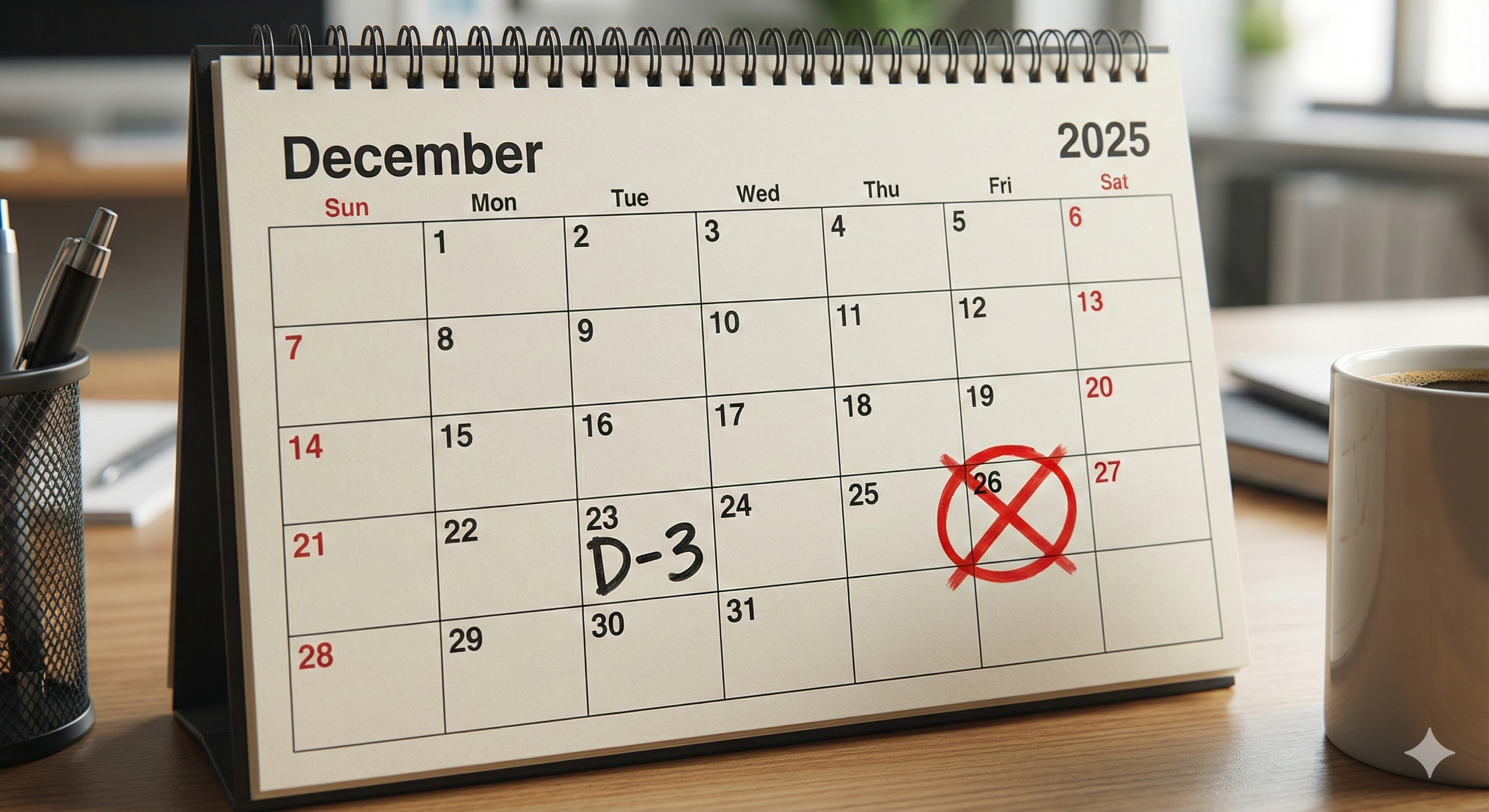 2025년 12월 23일을 기준으로 마감까지 3일 남았음(D-3)