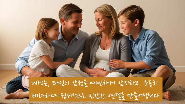INFJ는 타인의 감정을 예민하게 감지하고, 조용히 배려하며 정서적으로 민감한 연결을 만들어냅니다에 관한 사진