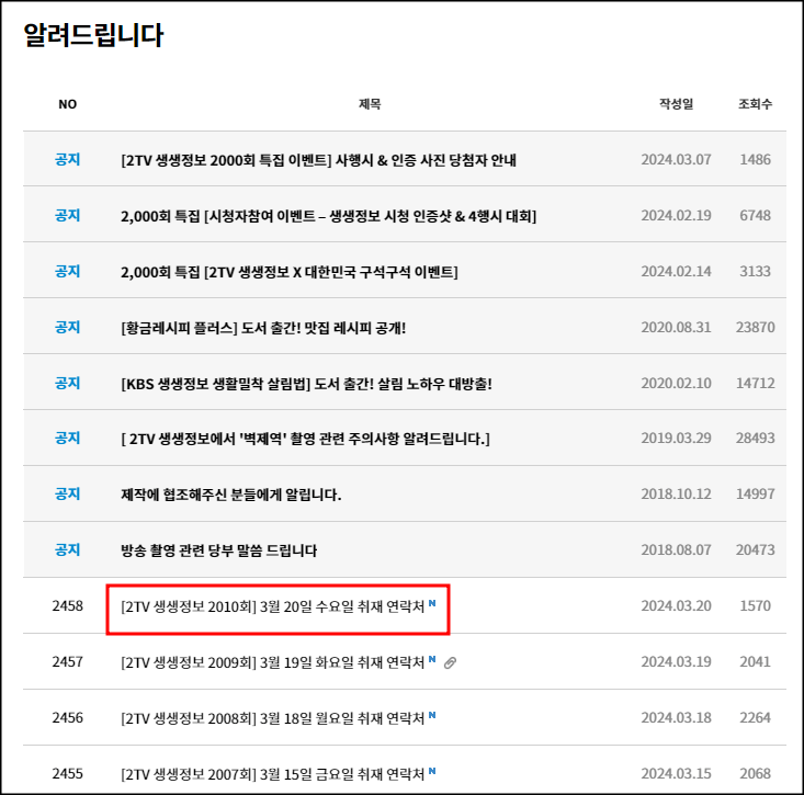 생생정보 맛집정보