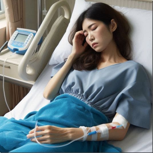 만니톨 효능 뇌압 저하 효과, 뇌압 상승으로 입원안 여성 사진