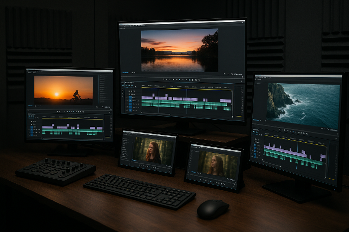 여러 포맷으로 제작되는 콘텐츠 편집 현장 이미지