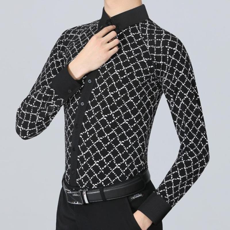 남성댄스복 모던댄스 공연 드레스 셔츠 왈츠댄스 탑 스몰 체인 셔츠