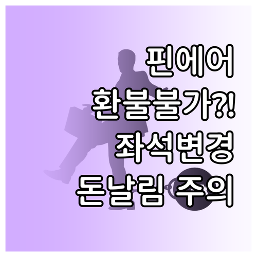 핀에어 좌석 변경 시 차액 환불 불가..